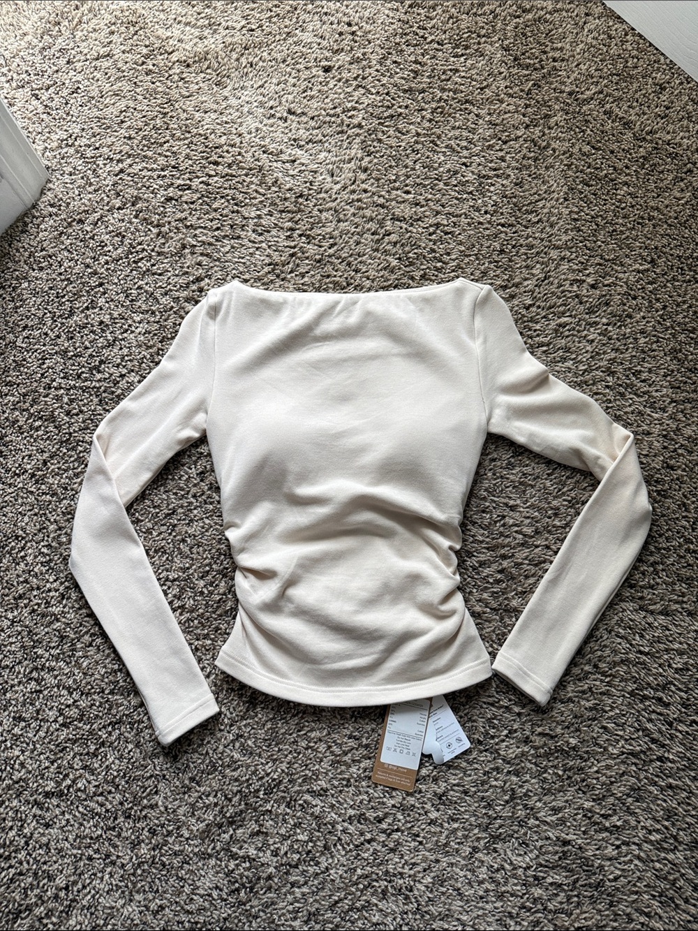 OGL XS eco-mousse boatneck ruched bra top
